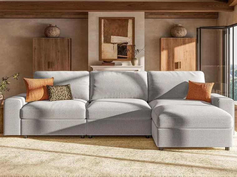 Oversized L Sectional with Storage by Olimix in Grey
