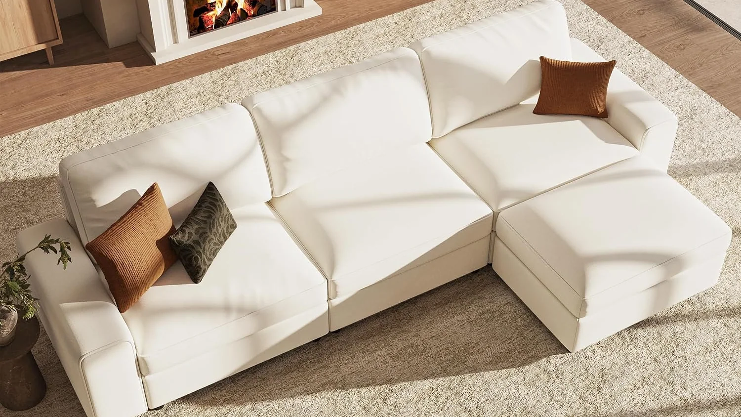 Oversized L Sectional with Storage by Olimix in Beige