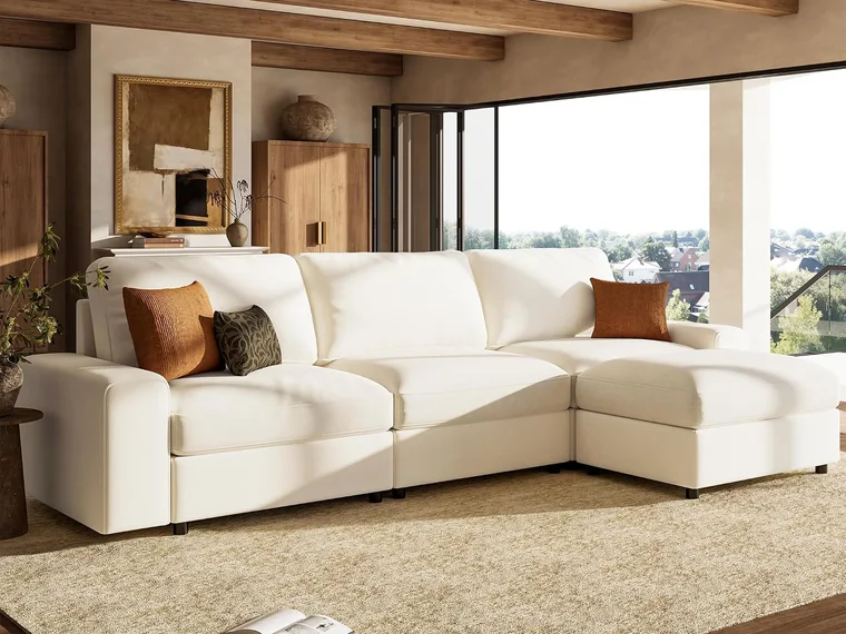 Oversized L Sectional with Storage by Olimix in Beige