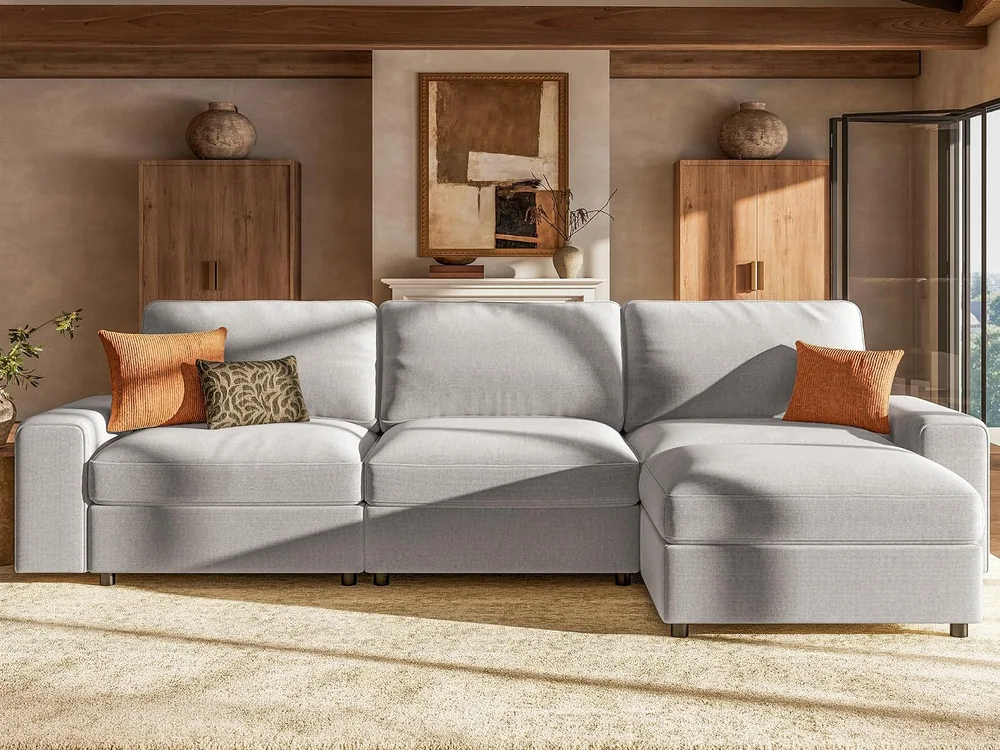 Oversized L Sectional with Storage by Olimix in Grey
